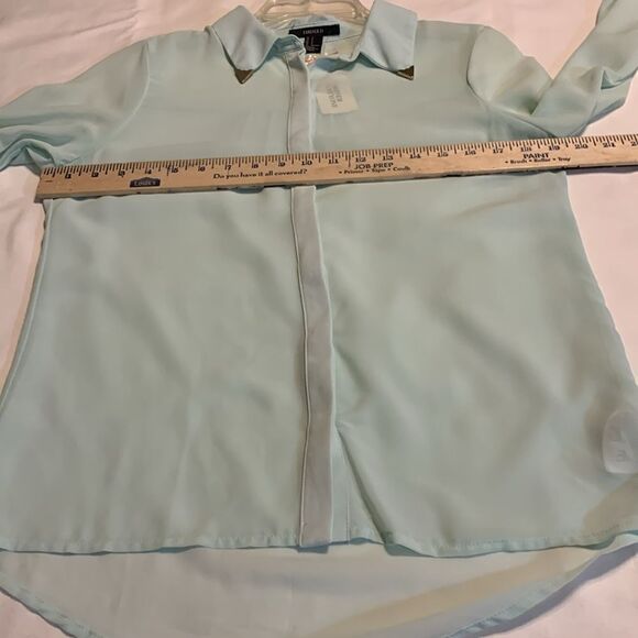 Forever 21 size small long sleeve mint sheer blouse - Picture 5 of 6